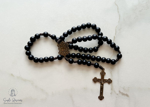 handmade heirloom quality cord rosary solid bronze and and wood construction