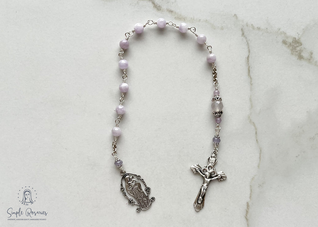 handmade, heirloom-quality, unbreakable chaplet cape amethyst, purple beads, solid sterling silver components and construction