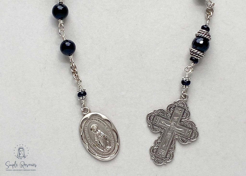 handmade heirloom quality unbreakable onyx chaplet sterling silver components