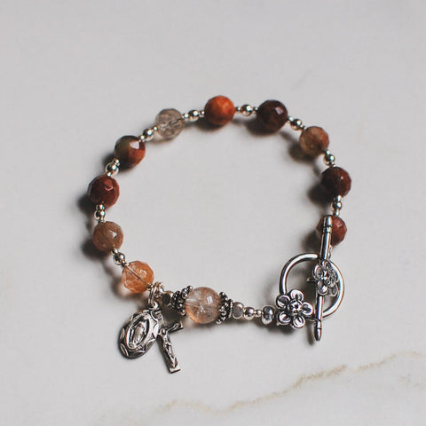 the Imelda bracelet, handmade, heirloom-quality bracelet, rose quartz and solid sterling silver, soft flex wire