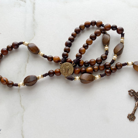 the Benjamin cord rosary, durable, high-quality rosaries, wood and solid bronze accents