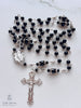 Handmade, heirloom-quality rosary featuring unbreakable onyx beads and durable solid sterling silver construction, designed for lasting beauty and spiritual significance