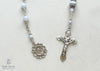 handmade, heirloom quality, unbreakable chaplet, blue lace agate and solid sterling silver, miraculous medal