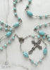 handmade, heirloom-quality, unbreakable aqua jade rosary, hand carved beads