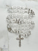 handmade, heirloom-quality, unbreakable rock crystal rosary, high quality gemstones, solid sterling silver construction