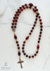 handmade heirloom quality cranberry horn rosary with solid bronze accents, centerpiece and crucifix
