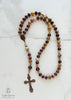 handmade, heirloom quality gemstone rosaries, solid bronze components and durable construction, purple and gold beads