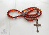 handmade heirloom quality cord rosary solid bronze and and carnelian construction