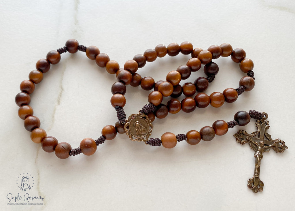 Wooden Beads Rosary, Cord Rosary Handmade 