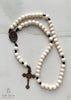 handmade, heirloom-quality, unbreakable rosaries, solid bronze, miraculous medal and crucifix, white wood and cord rosary